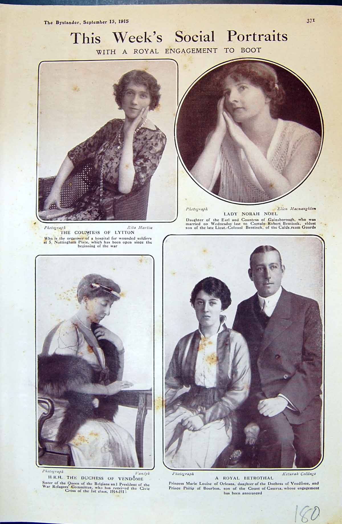 Old Countess Lytton Lady Noel Duchess Vendome Princess Orleans 1915 S 20th