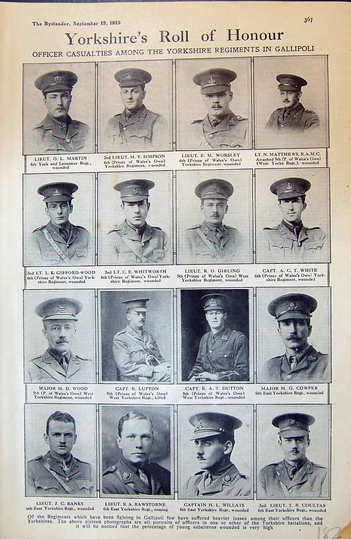 Old 1915 War Simpson Worsley Whitworth Girling Lupton Willats Cowper 20th