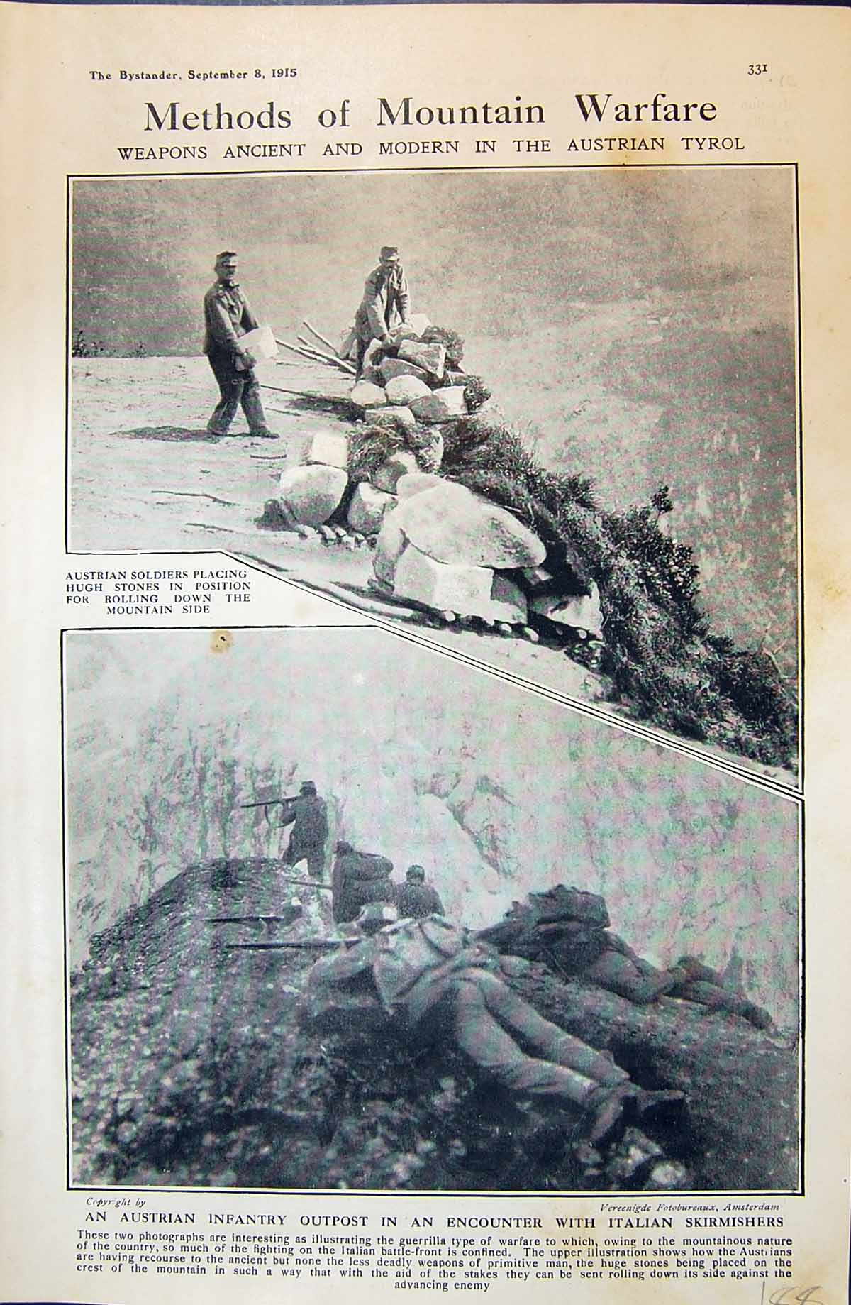 Old 1915 Mountain Warfare Austrian Tyrol Siers War King Albert Gen 20th