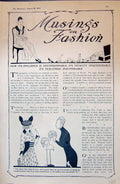 Antique Old Print 1915 Ladies Fashion Hats Dresses Restaurant Tea Table Cat
