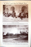 Antique Old Print 1915 Poland Street Scene Sandomierz Russian Army Bystander