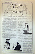 Original Old Antique Print 1915 Shooting Game War Time Guns Lady Children 20th