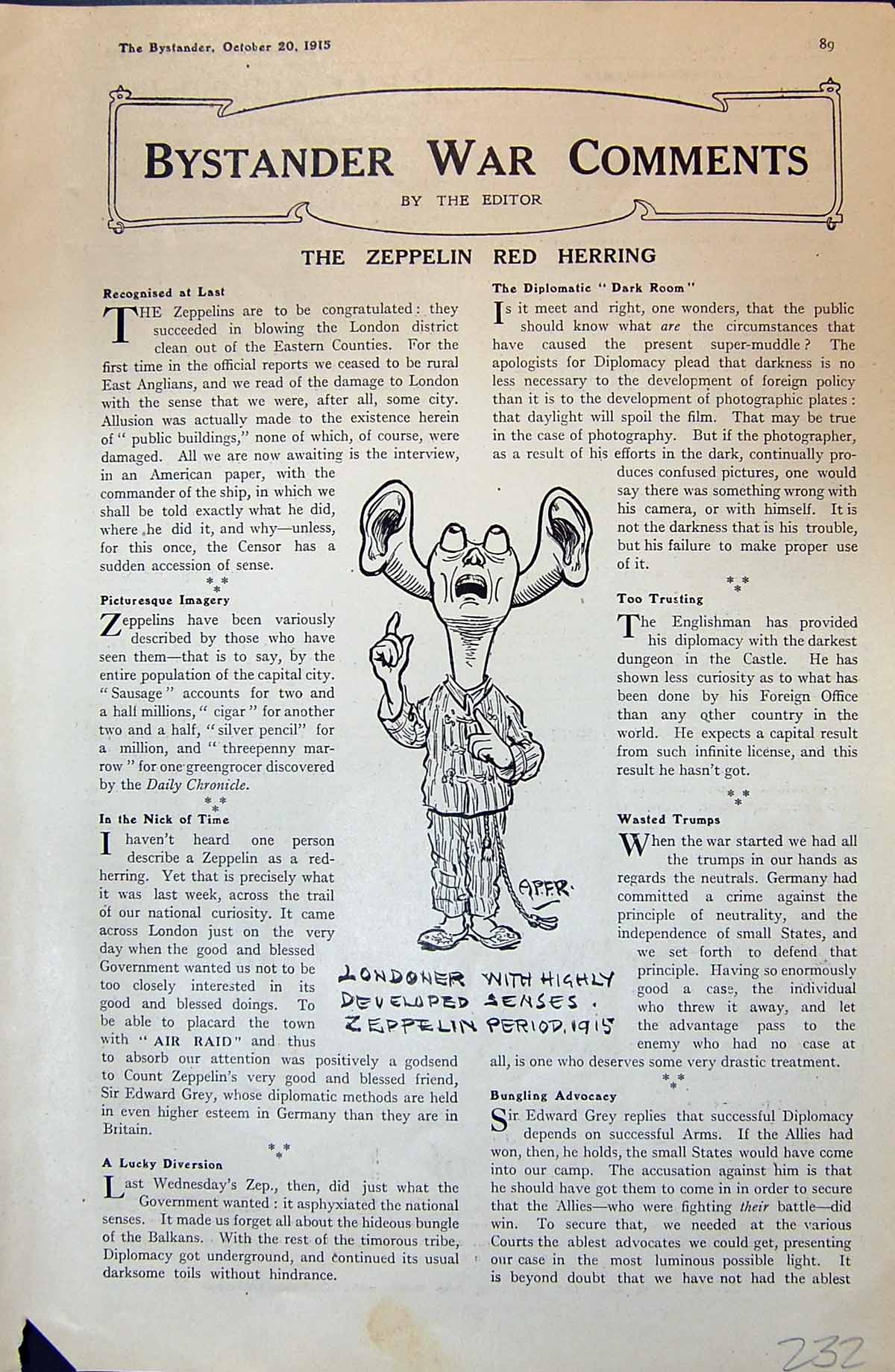 Old 1915 Zeppelin Red Herring Londoner Big Ears Banana Boat Heligolan 20th