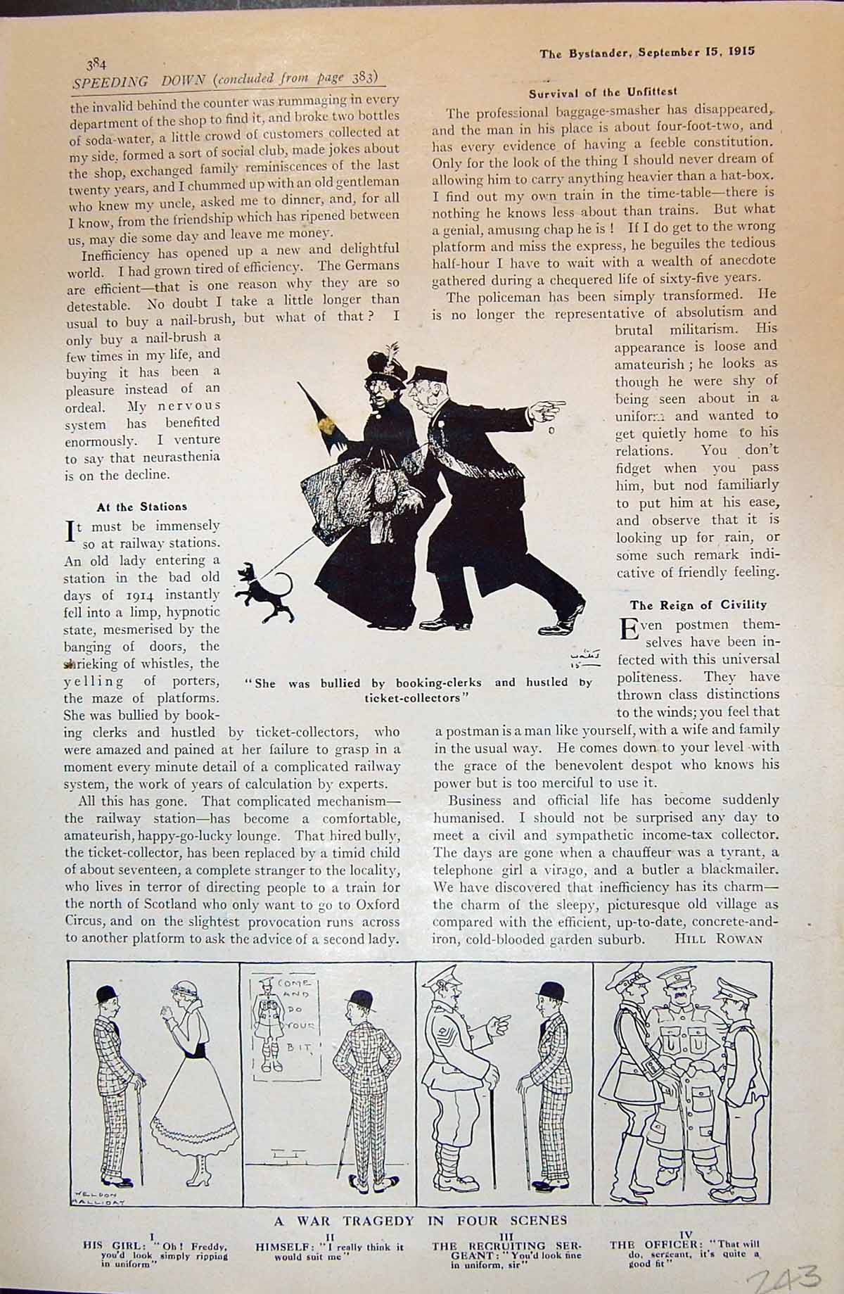 Old 1915 War Tragedy Ficers Lady Dog Policeman Gentleman Salesman Sho 20th