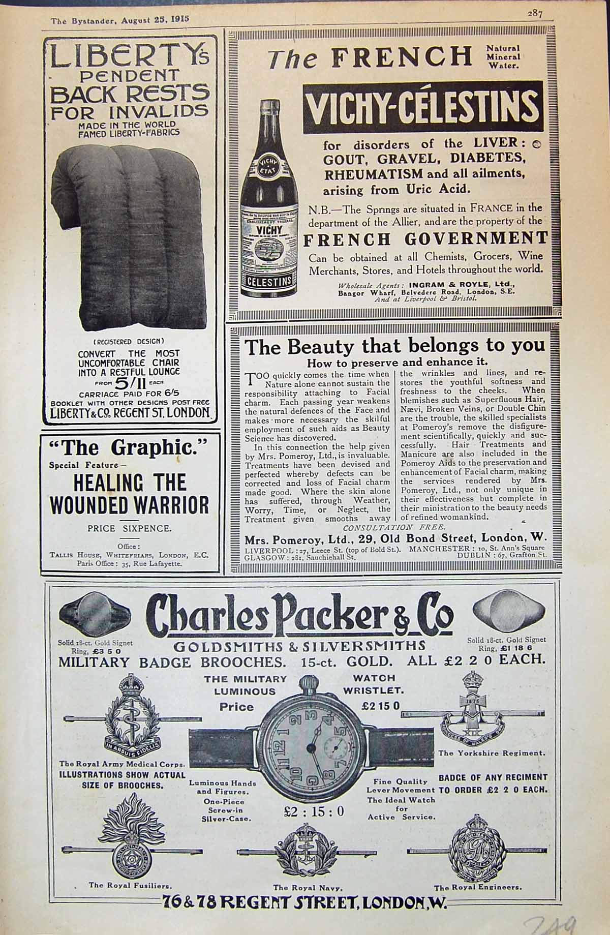 Old 1915 Charles Packer Pomeroy Liberty Vichy-Celestins Red Cross Car 20th