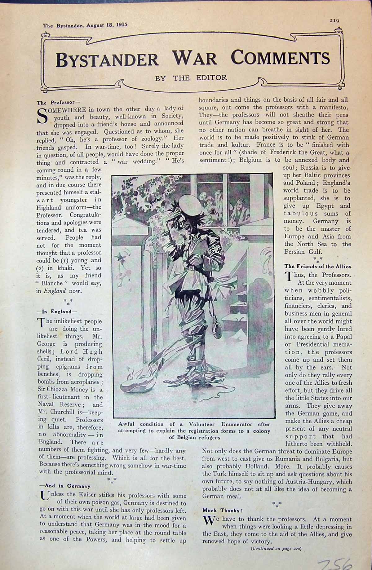 Old Volunteer Enumerator Bystander War 1915 Prince Wales Sier Unif 20th