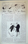 Antique Old Print 1915 Paris War Types Men Arguing Lady Cook Ministre Guerre