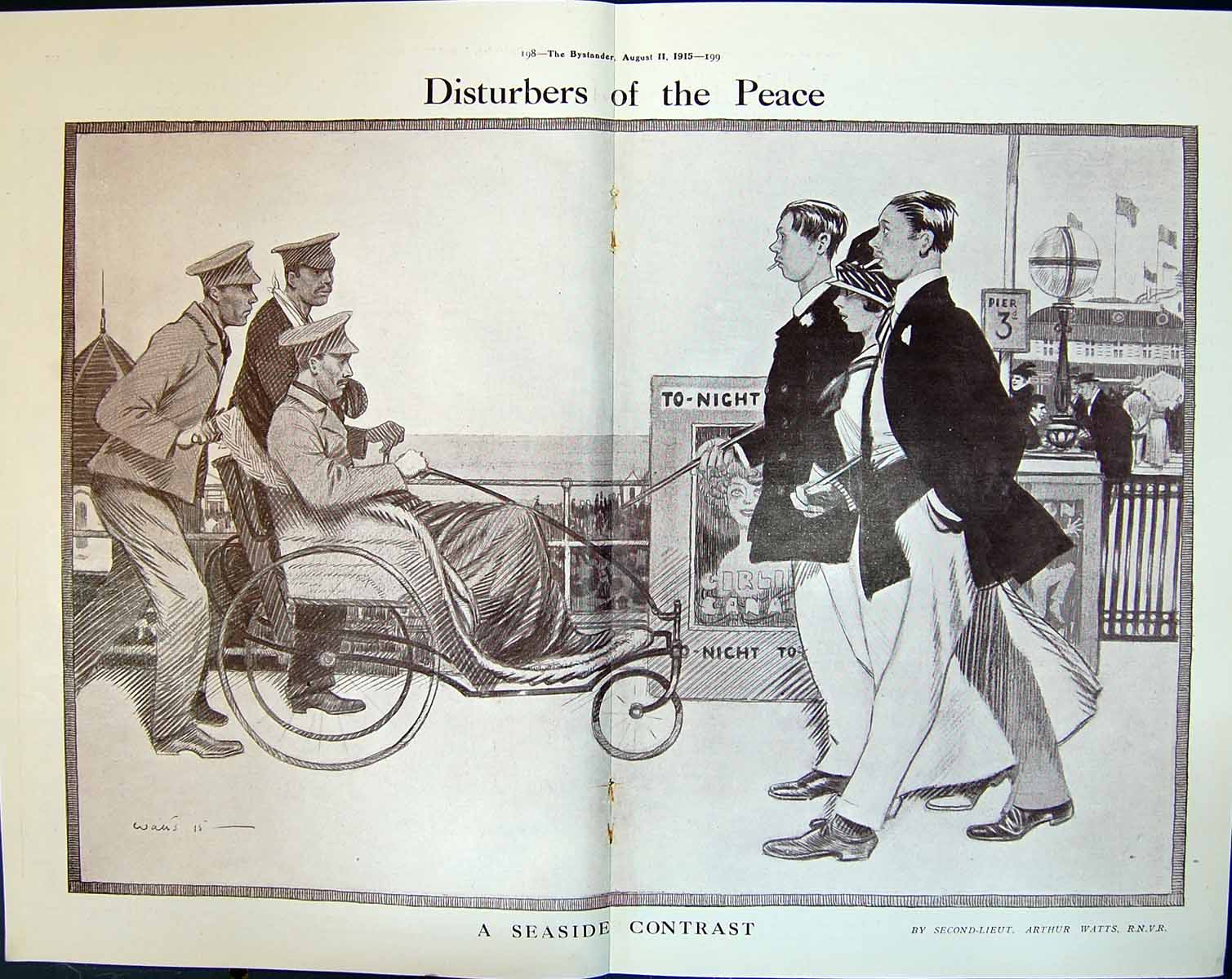 Old 1915 Disturbers Peace Siers Wheelchair Seaside Scene Arthur Wa 20th