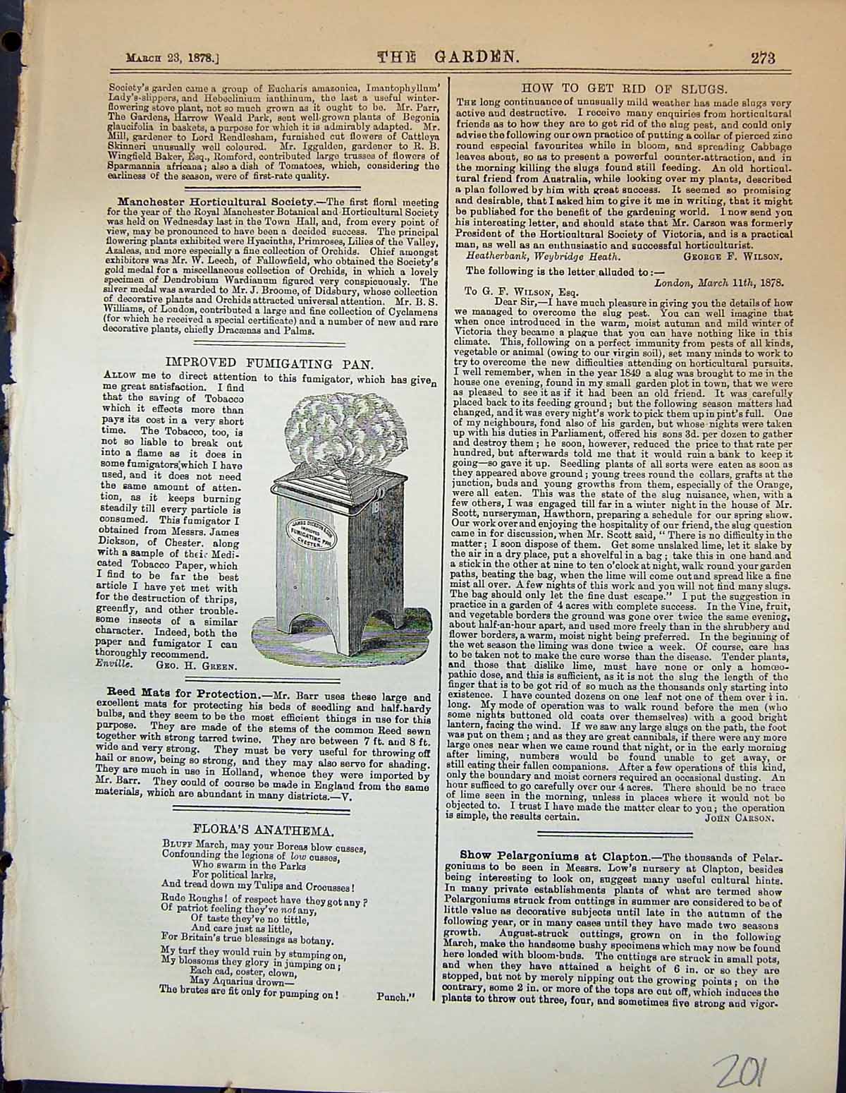 Original Old Antique Print Improved Fumigating Fan Garden 1878 19th