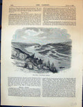 Antique Print River Scene North-Western America Trees Mountains Garden 1878