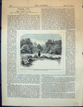 Antique Old Print Landscape Streamlet Plants Garden 1878 Reinette Caux Fruit