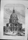 Old Antique Print Furber 1882 Hotel Des Invalides Architecture Building 19th