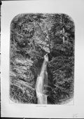 Original Old Antique Print Plat Barbe Waterfall River Trees Furber 1882 19th
