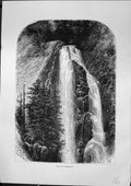 Antique Old Print Water Fall Quereilh River Trees River Smeeton Furber 1882
