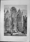 Antique Old Print Exterior Church Notre Dame Vitre Architecture Furber 1882