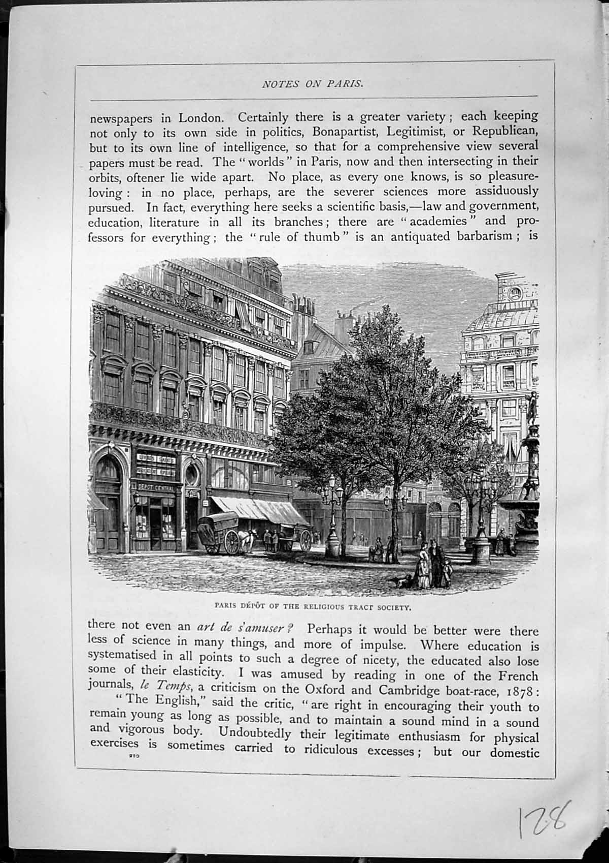 Antique Print Paris Depot Religious Tract Society Street Scene Furber 1882 19th