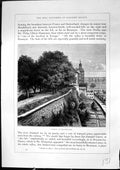 Original Old Antique Print Chateau Montbelliard Trees Architecture Furber 1882