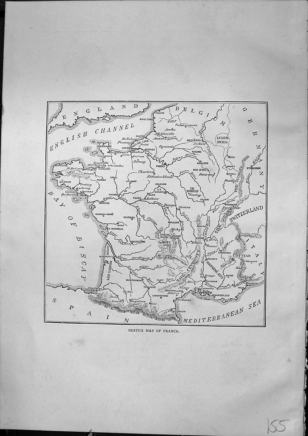 Original Old Antique Print Sketch Map France Paris Mediterranean Furber 1882
