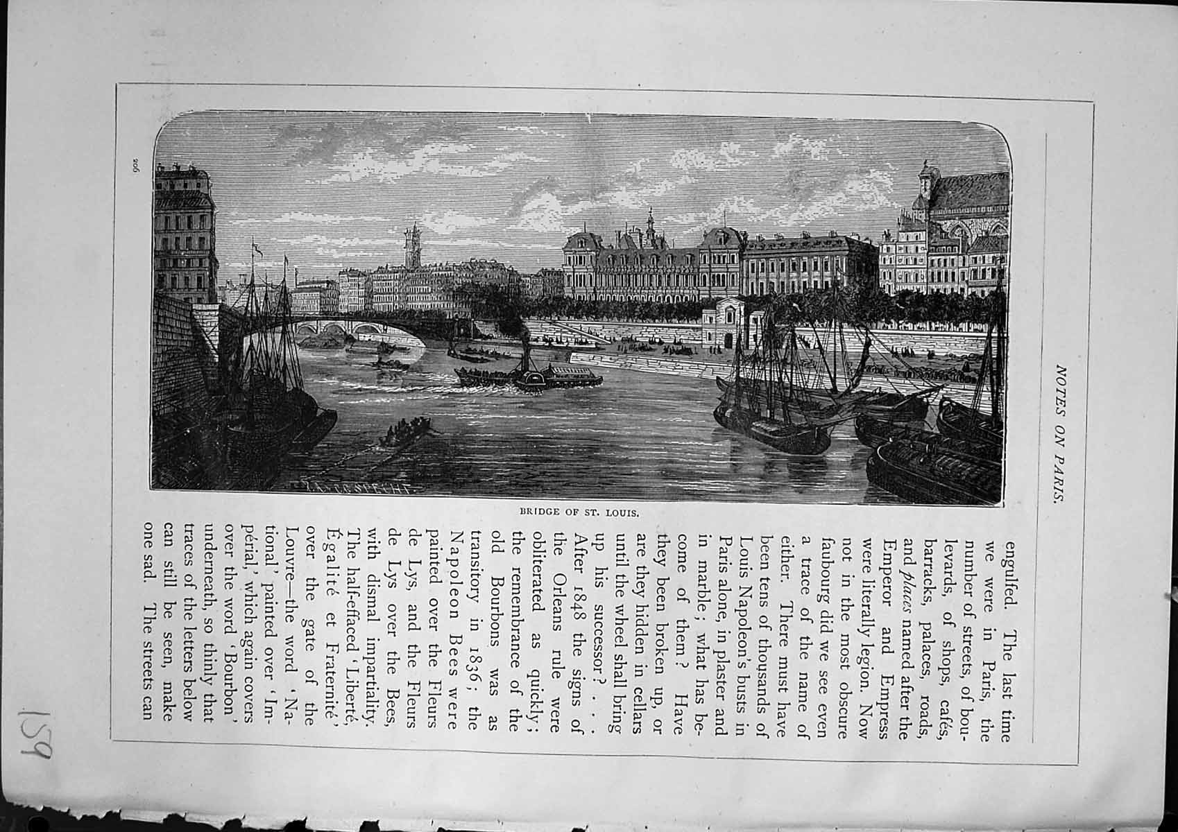 Old Bridge St. Louis Turgot Pavilion Louver Paris France Furber 1882Victorian