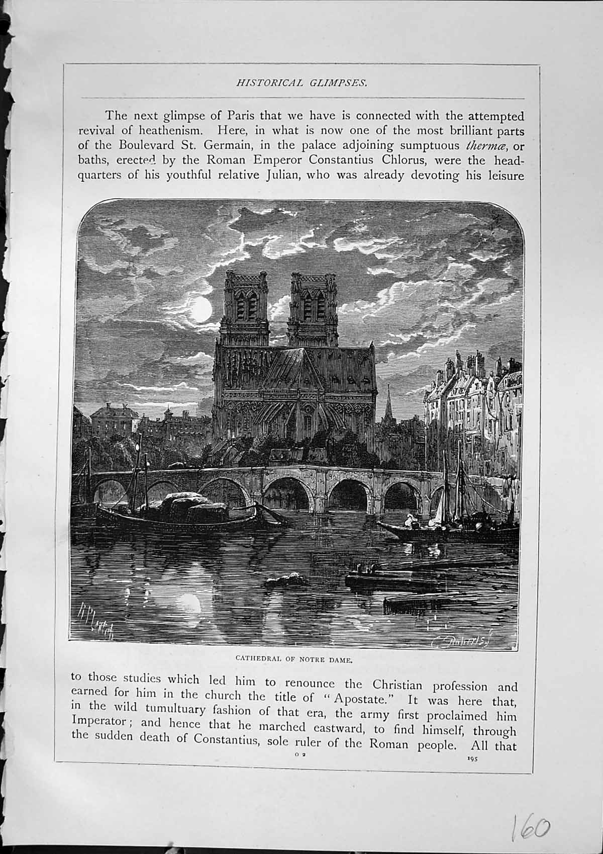 Old Antique Print Cathedral Notre Dame Sorbonne Architecture Furber 1882 19th