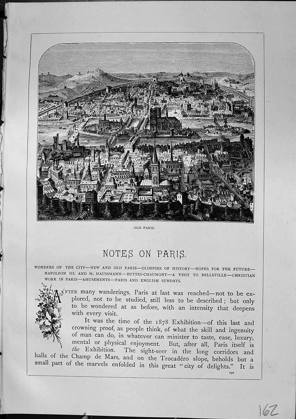 Antique Old Print View Paris France Exhibition Building France Furber 1882