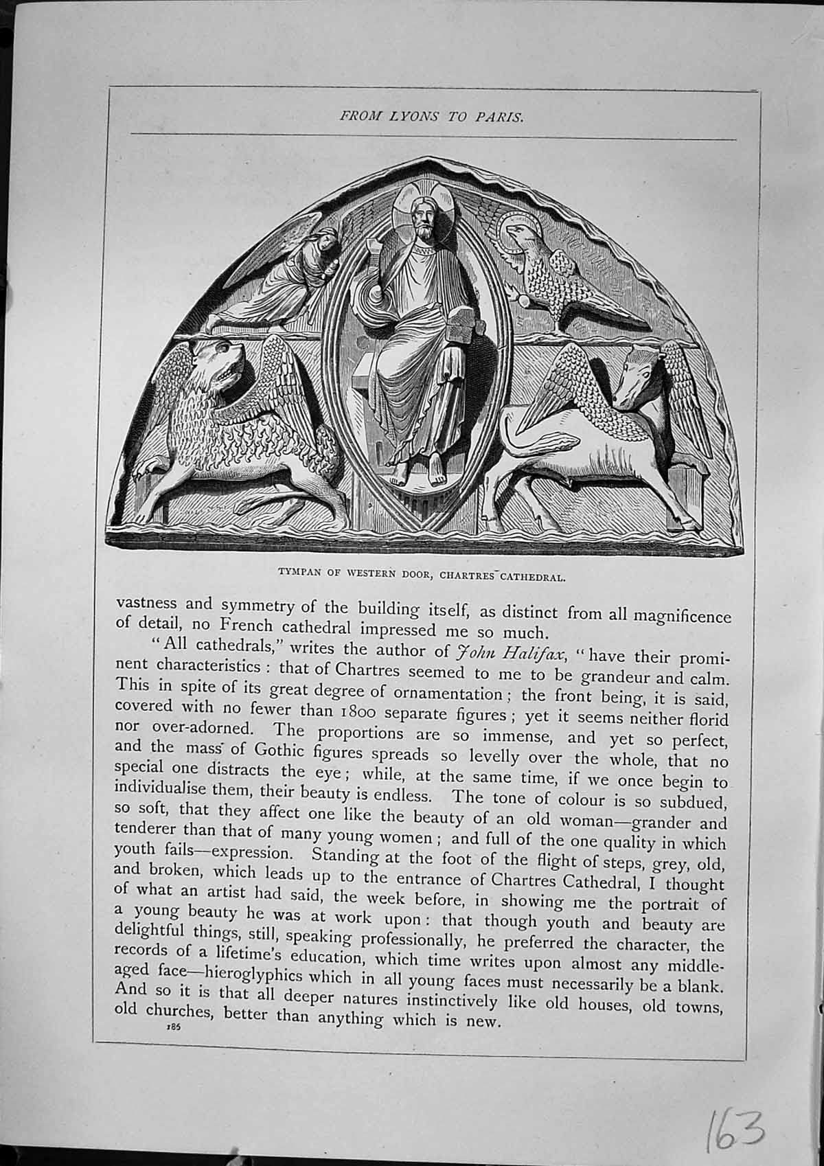 Old Tympan Western Door Chartres Cathedral Architecture Furber 1882Victorian
