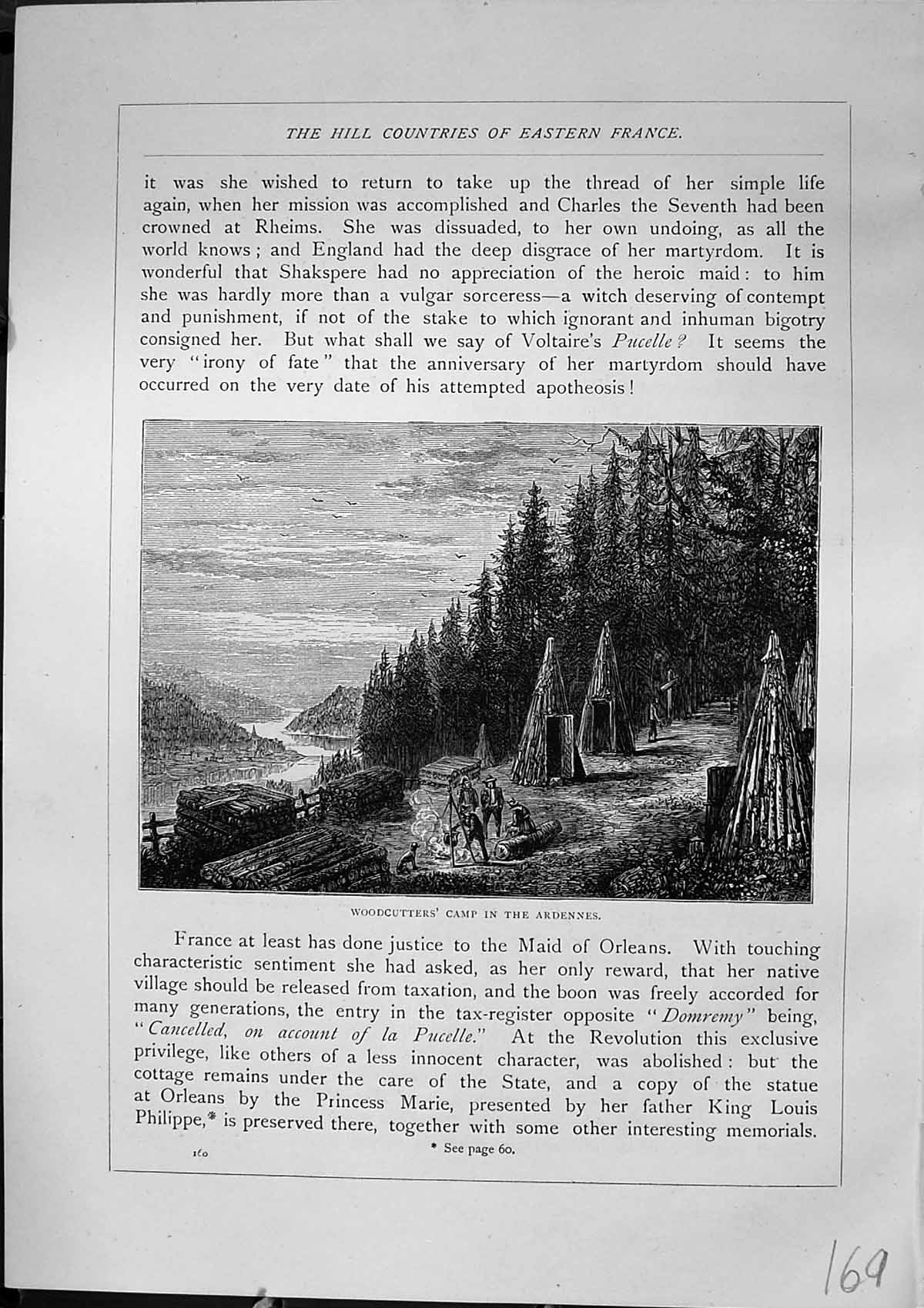 Old Antique Print Woodcutters Camp Ardennes Cathedral Rheims Furber 1882 19th