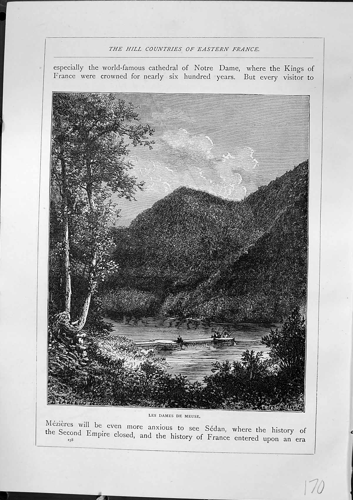 Old Antique Print Les Dames De Meuse Scene Ardennes France Furber 1882 19th
