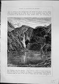 Antique Old Print Lac D'Oo Mountains Waterfall Shepherd Girl Dog Furber 1882