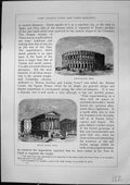 Antique Old Print Amphitheatre Nimes Maison Carree Pont Du Gard Furber 1882