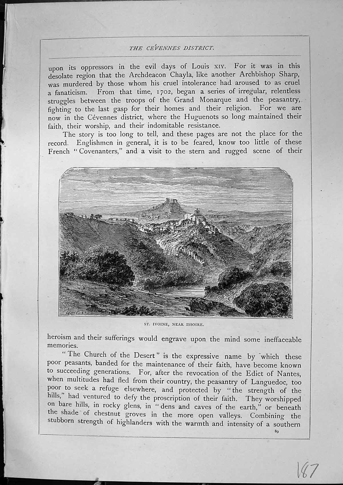 Antique Print St. Ivoine Issoire Road Through Cevennes France Furber 1882 19th
