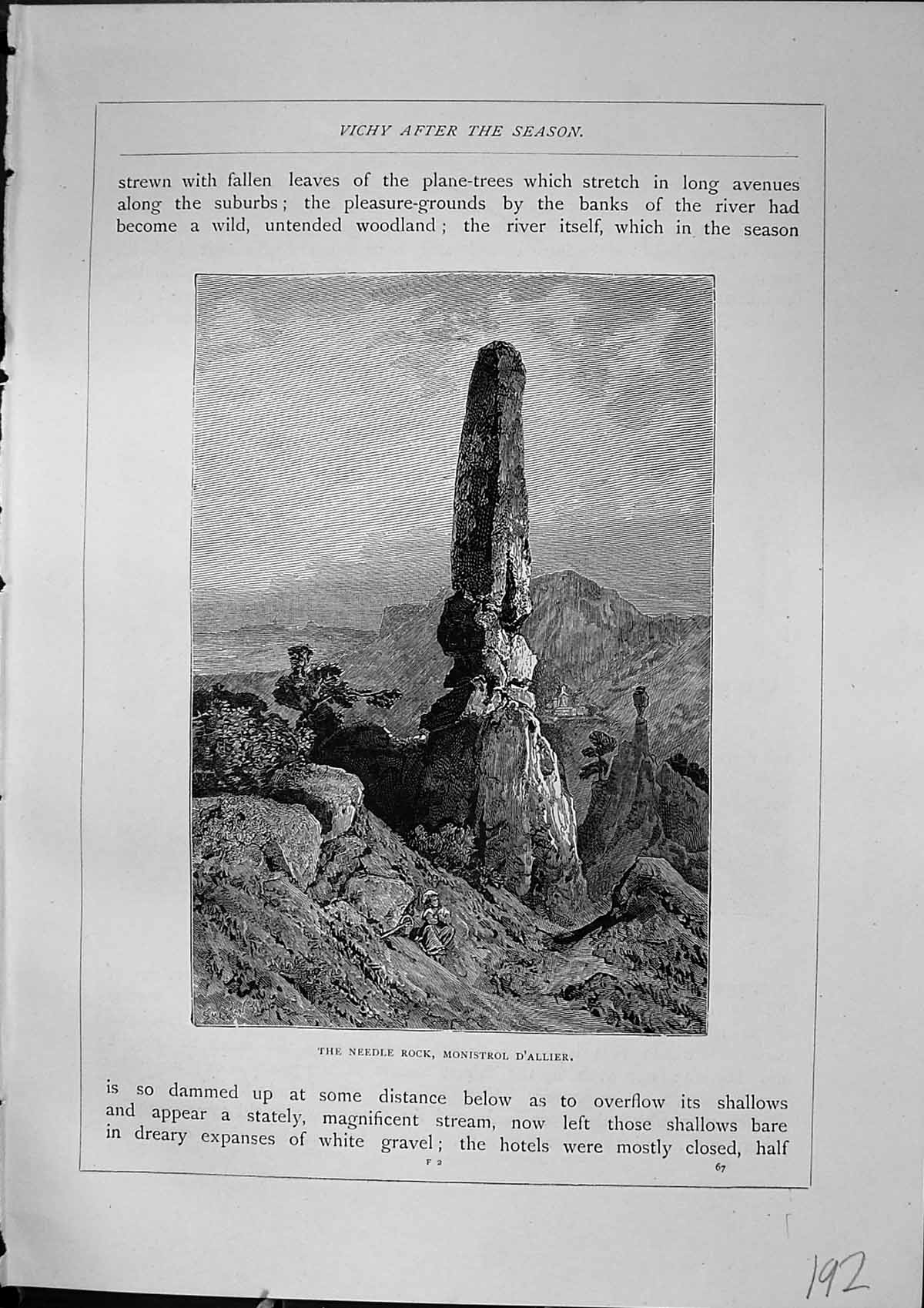 Old Needle Rock Monistrol D'Allier House Madame Sevigne Vichy Furber 20th