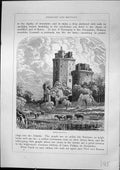 Antique Old Print Tower Elvin Architecture Breton Peasant Home Furber 1882