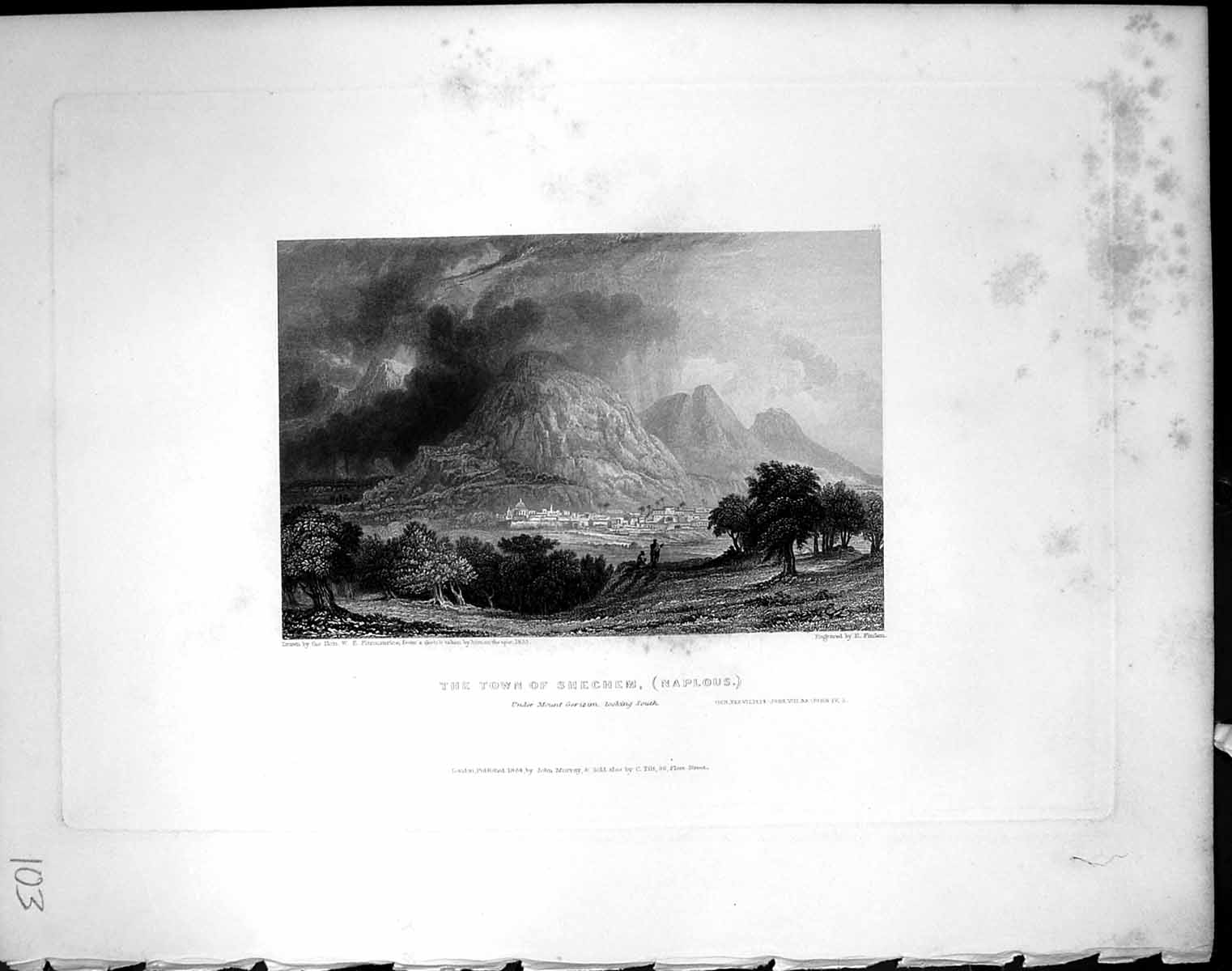 Old Town Schechem Sychar Naplous Mount Gerizim Finden 1836 Horne Bibl 19th