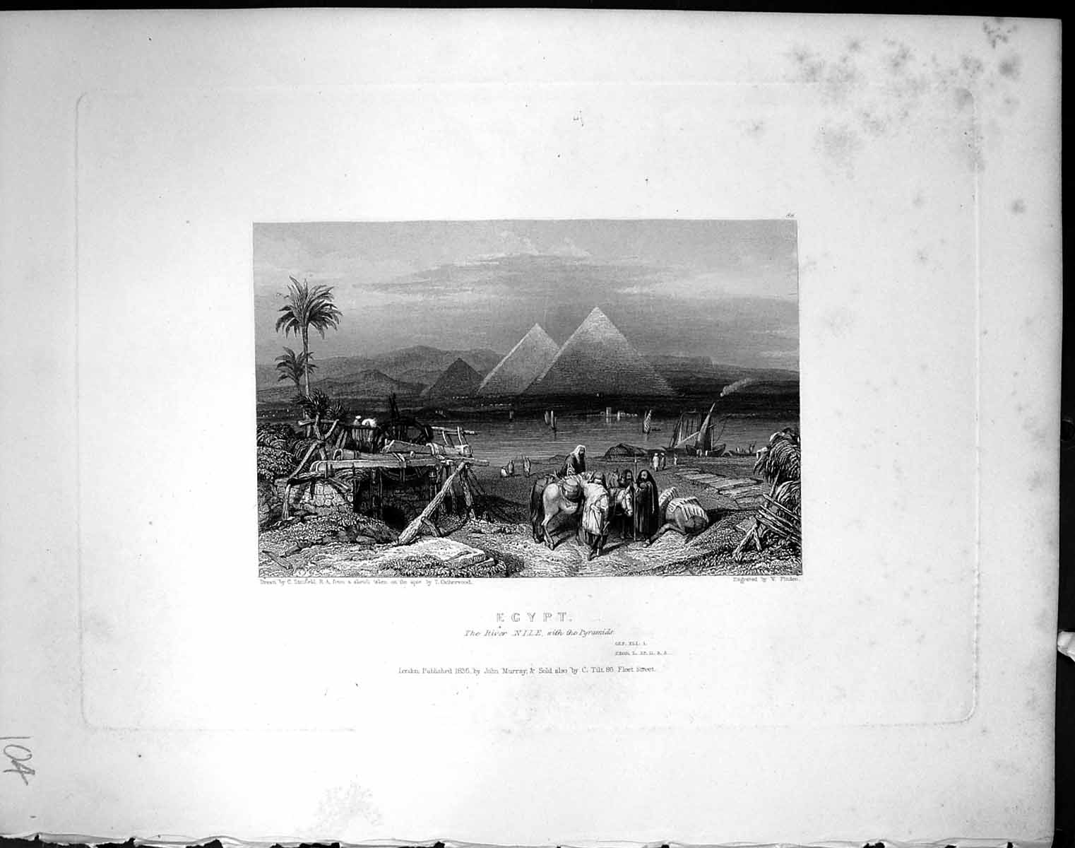 Old Egypt River Nile Pyramids Ghizeh Finden 1836 Horne Bible Illustra 19th