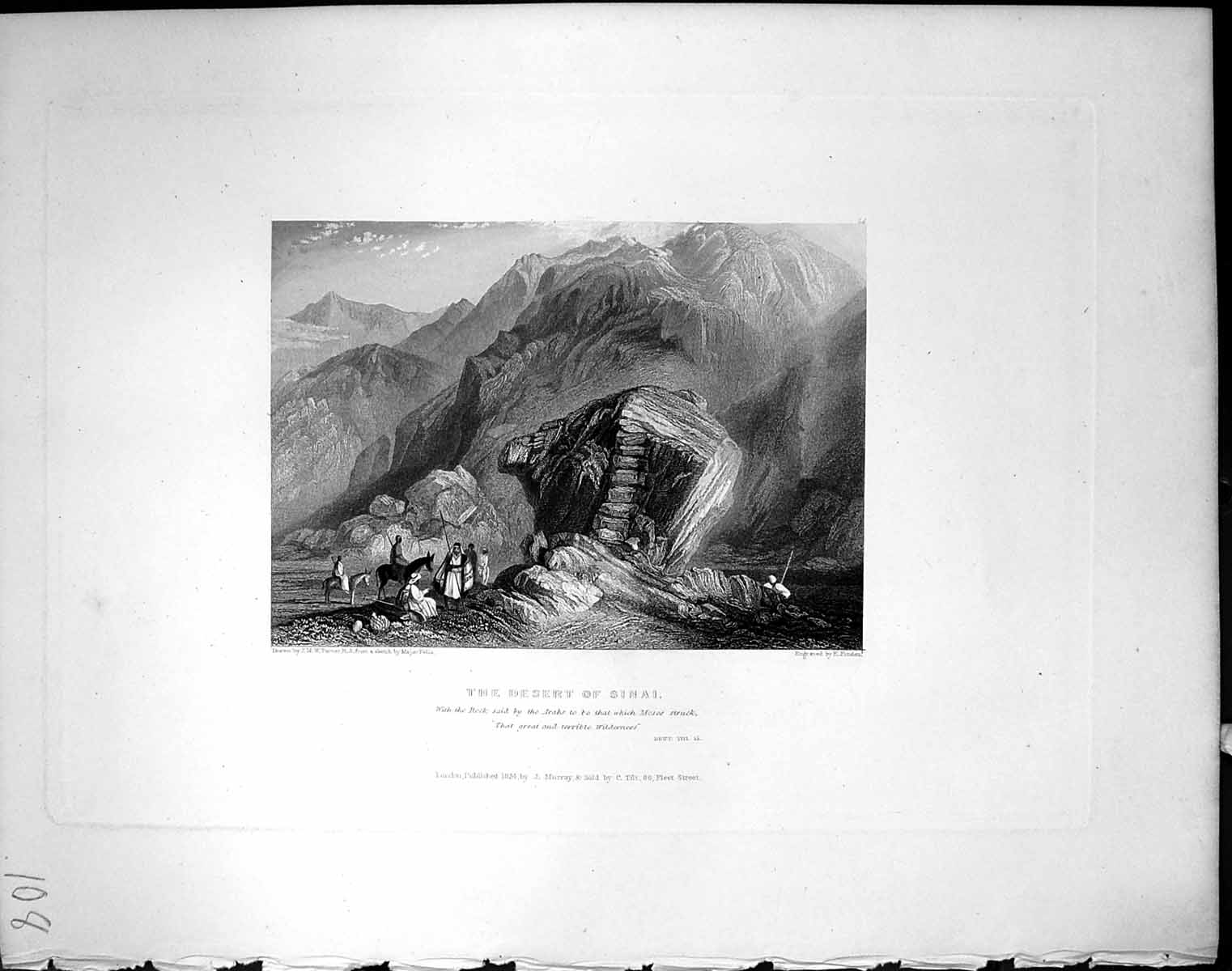 Old Wilderness Sinai Desert Rock Arabs Finden 1836 Horne Bible Illust 19th