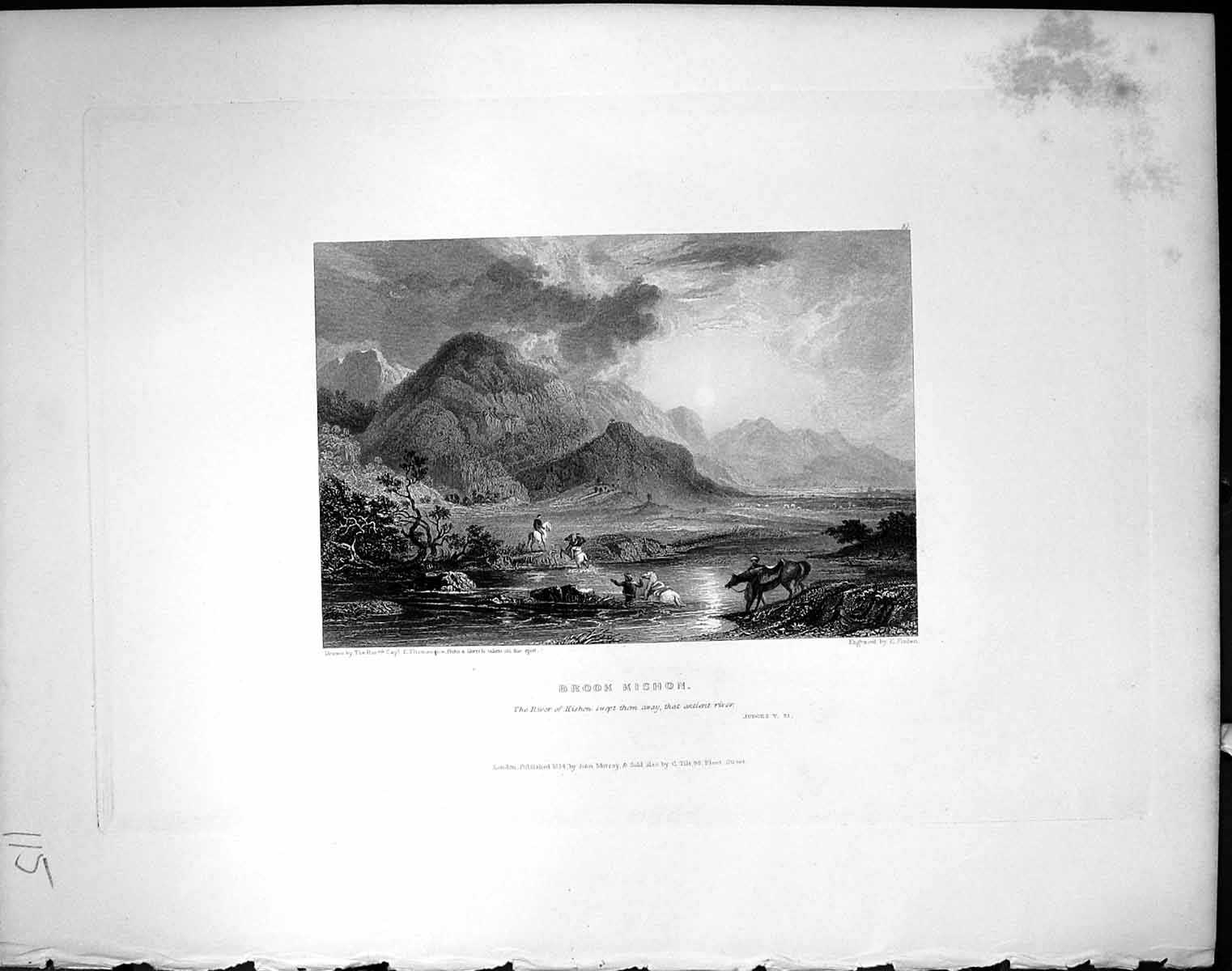 Old River Kishon Brook Mount Carmel Finden 1836 Horne Bible Illustrat 19th