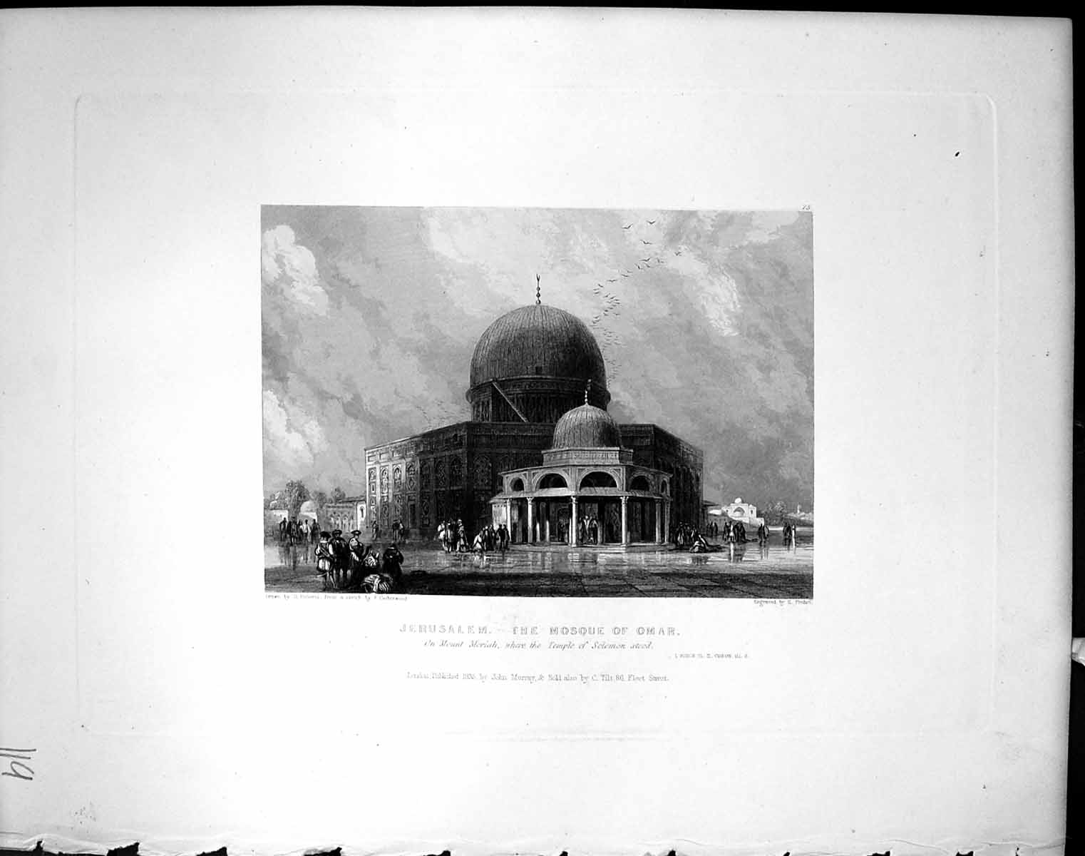 Old Jerusalem Mosque Omar Mount Moriah Solomon Temple 1836 Horne Bibl 19th