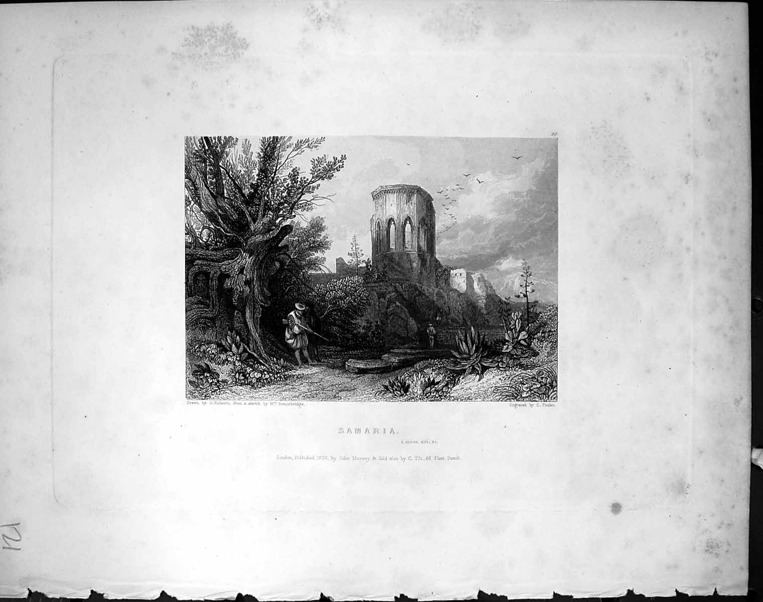 Old View Samaria Trees Architecture Finden 1836 Horne Bible Illustrat 19th
