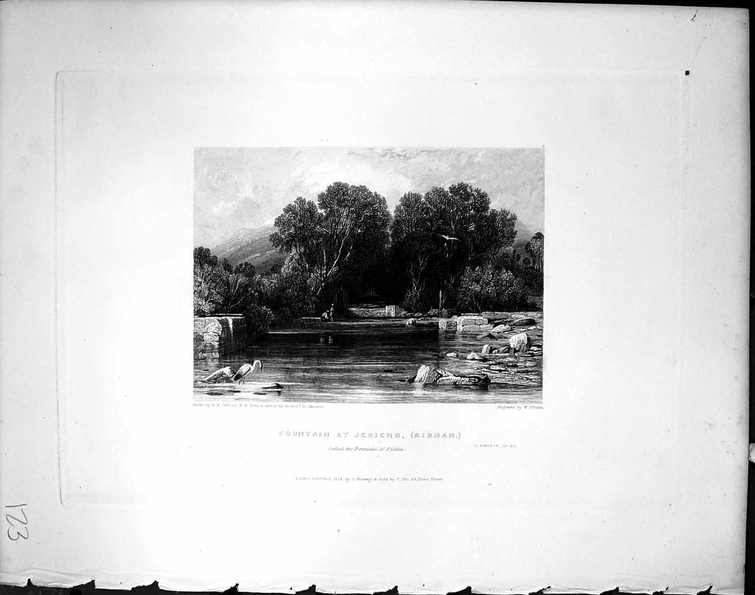 Old Fountain Jericho Ribhah Elisah Finden 1836 Horne Bible Illustrati 19th