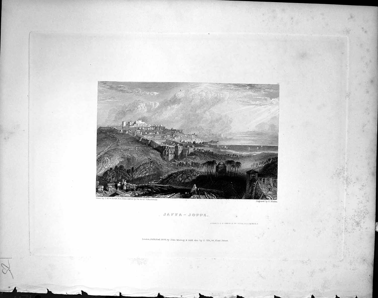 Old Antique Print View Jaffa Joppa Finden 1836 Horne Bible Illustration 19th