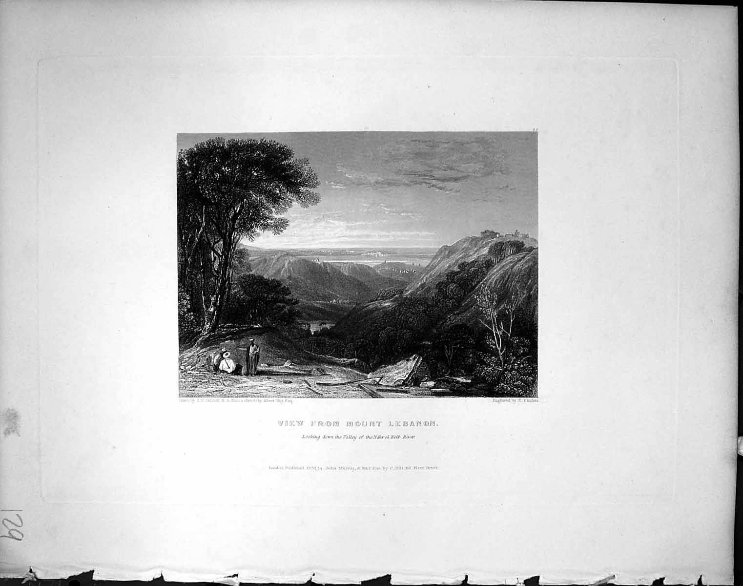 Old View Mount Lebanon Valley Nahr El Kelb Finden 1836 Horne Bible Il 19th