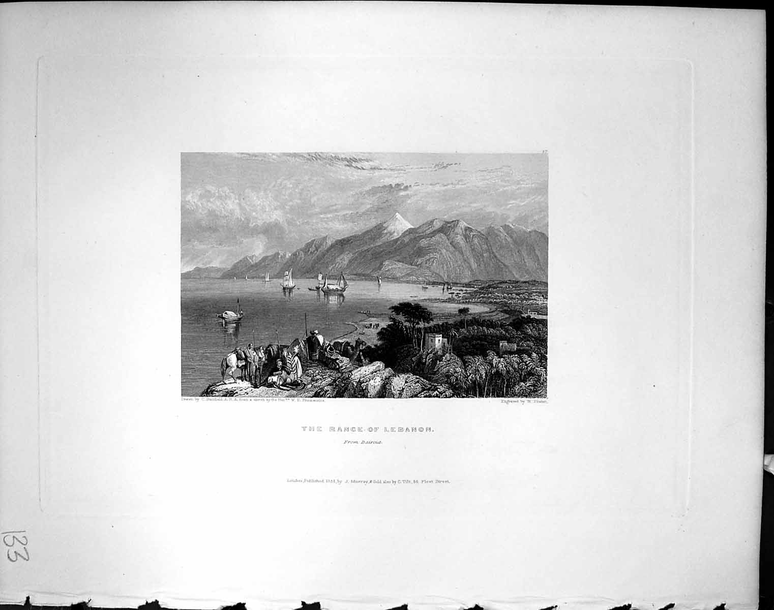 Old Mountain Range Lebanon Bairout Finden 1836 Horne Bible Illustrati 19th