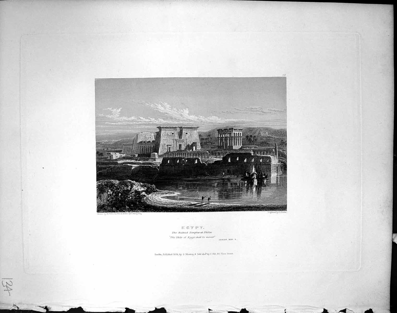 Old Egypt Ruined Temple Philae Architecture Finden 1836 Horne Bible I 19th