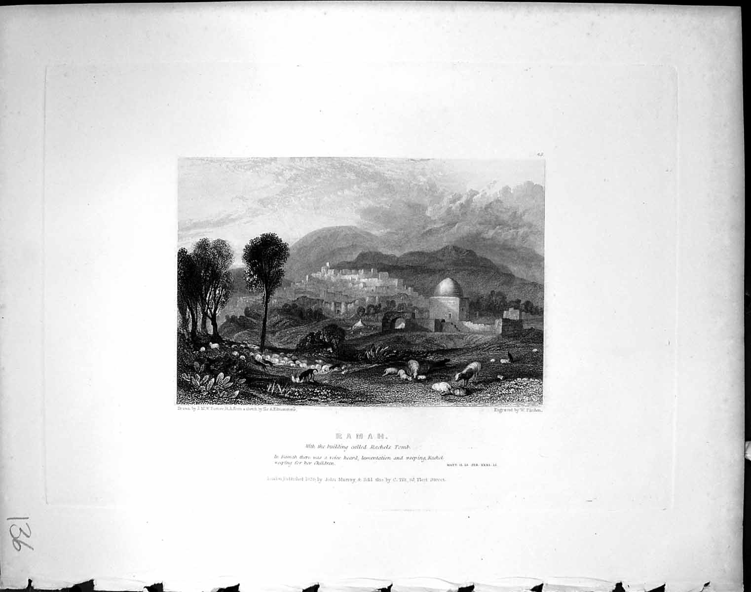 Old Ramah Tomb Rachel Mountains Finden 1836 Horne Bible Illustration 19th