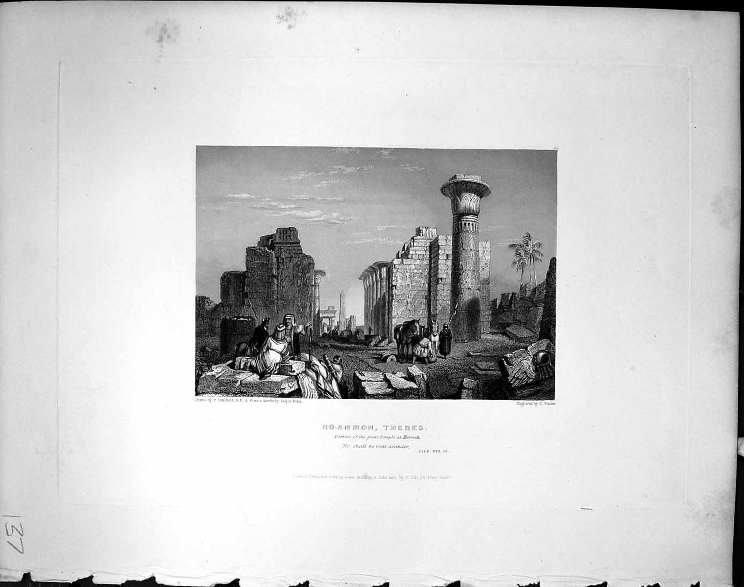 Old No-Amon Thebes Portico Great Temple Karnak 1836 Horne Bible Illus 19th