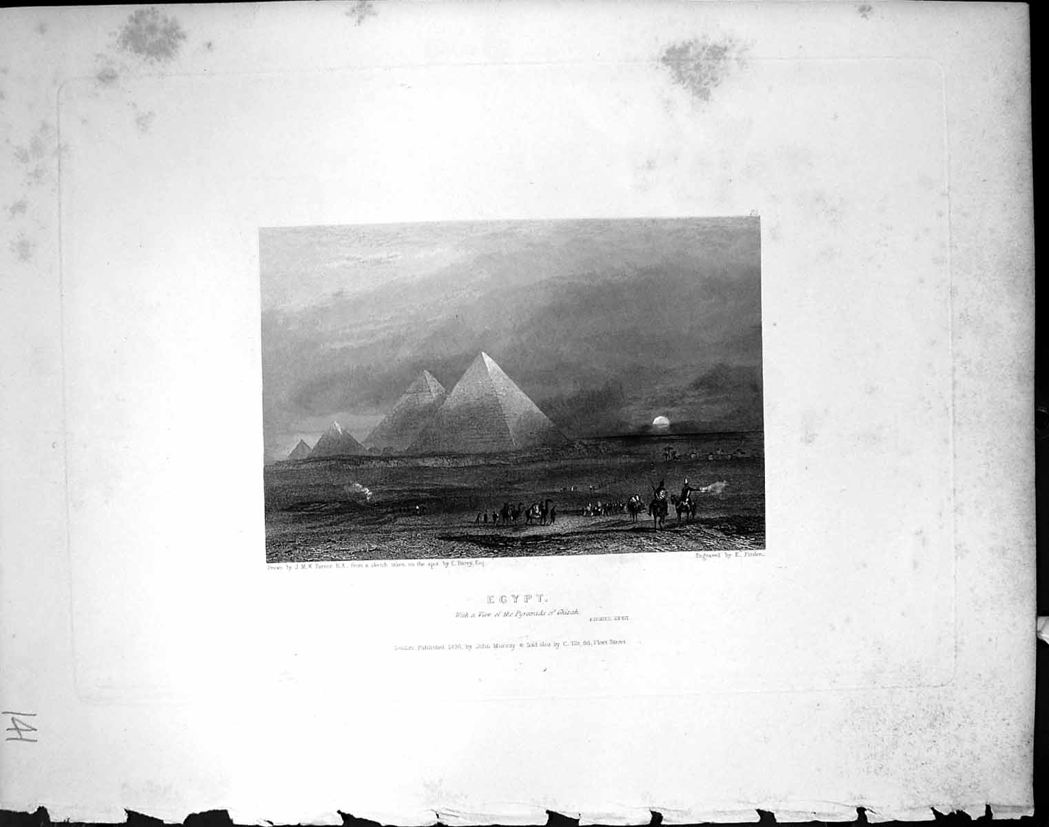 Old Print Egypt View Pyramids Ghizeh Finden 1836 Horne Bible Illustration 19th