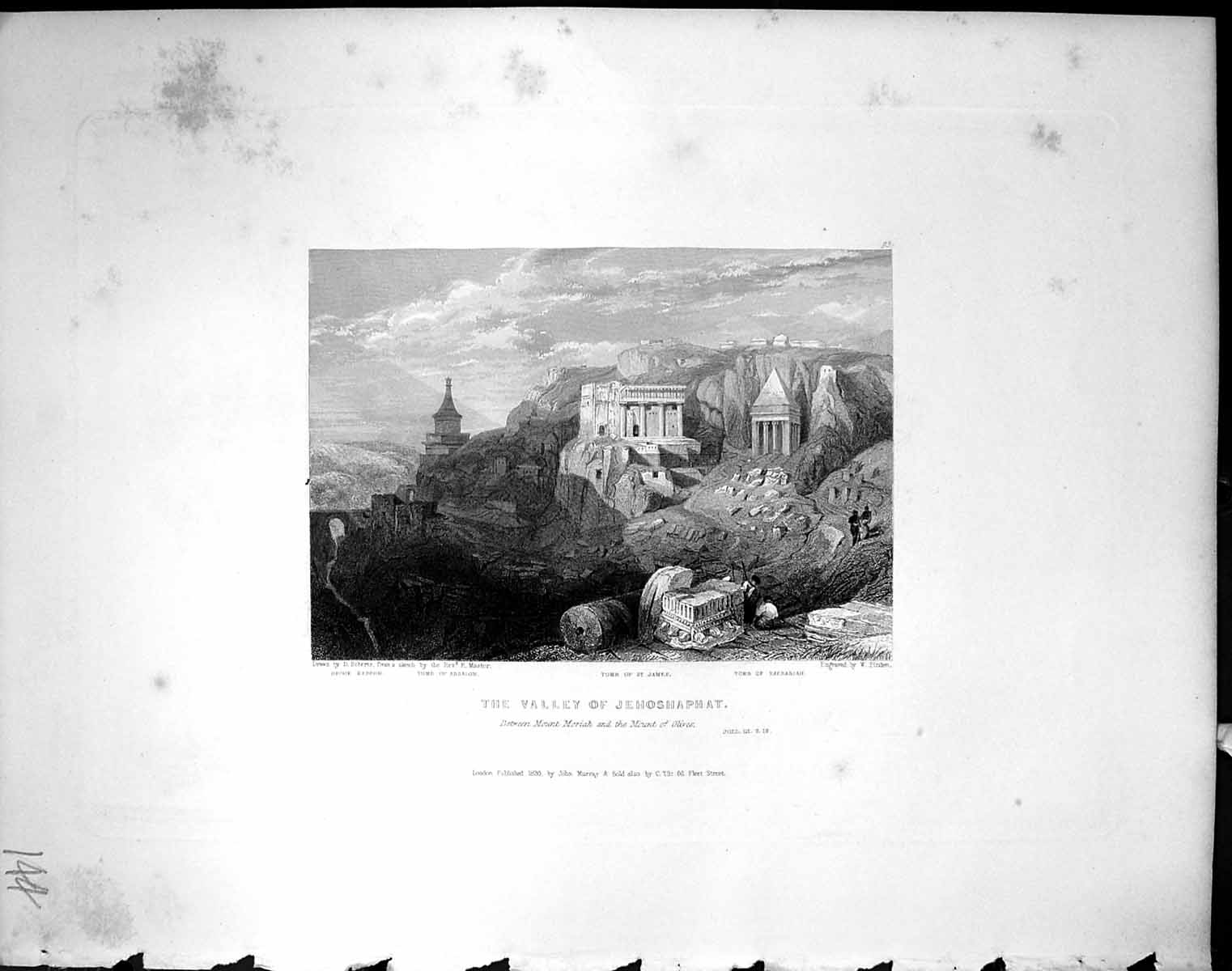 Old Valley Jehoshaphat Mount Moriah Olives 1836 Horne Bible Illustrat 19th