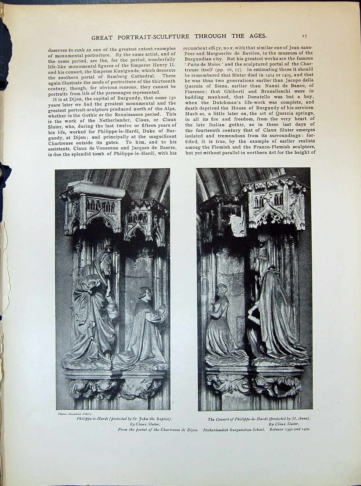 Old Sculpture Philippe-Le-Hardi Consort Claux Sluter 1903 Art Journal 20th