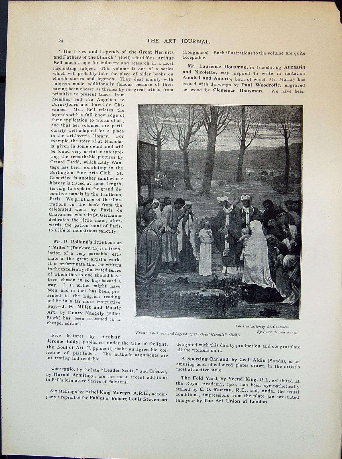 Old Print Scene Dedication St. Genevieve Puvis Chavannes 1903 Art Journal 20th